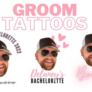 Tatouages EVJF | Tatouages temporaires personnalisés | Tatouages de célibataire | Tatouages venmo | Décor de célibataire | Tatouage du visage du marié