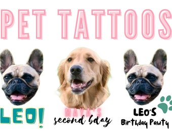 Tatuajes de mascotas / Tatuajes temporales de mascotas / Tatuajes personalizados / Tatuajes de mascotas personalizados / Tatuajes de cara de mascotas / Tatuajes de cumpleaños de mascotas