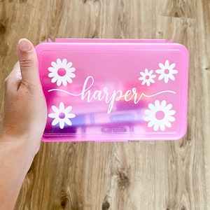 Personalized Pencil Box School Supplies Plastic School Box Crayon Box  Plastic Pencil Box Kids Supply Box Girls Pencil Box 