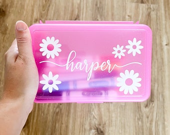 Pennenbakje voor kinderen | Gepersonaliseerde pennendoos | Schoolbenodigdheden | Pennenbakje | Glitter pennenbakje | Hard plastic pennenbakje