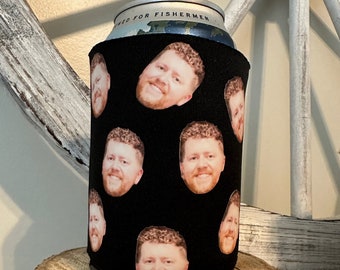 Groom's Face Cozie | Groom's Face Drink Cooler | Short Can Cozies | Custom Cozies | Bachelorette Party cozies | White Can Cooler