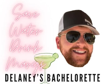 Save Water Drink Margs Tattoos | Bachelorette Party Tattoos | Custom Temporary Tattoos | Bachelorette Decor | Groom's Face Tattoo