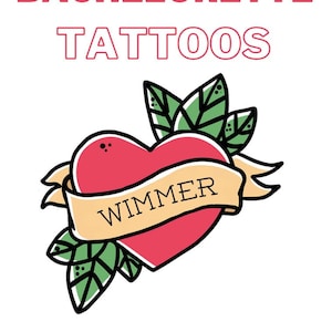 Bachelorette Party Tattoos | Custom Temporary Tattoo | Bachelorette Tattoos | Bachelorette Decor | American Traditional Tattoo | Name Tattoo