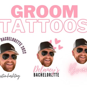 Tatouages EVJF | Tatouages temporaires personnalisés | Tatouages de célibataire | Tatouages venmo | Décor de célibataire | Tatouage du visage du marié