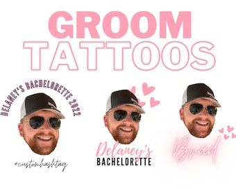 Bachelorette Party Tattoos | Custom Temporary Tattoos | Bachelorette Tattoos | Venmo Tattoos | Bachelorette Decor | Groom's Face Tattoo