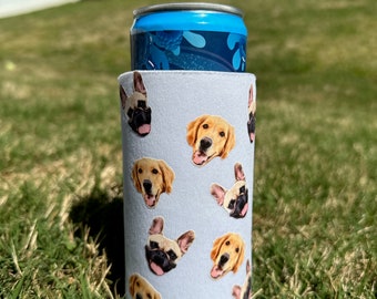 Pet's Face Cozie | Pet's Face Drink Cooler | Tall Can Cozies | Custom Cozies | Bachelorette Party Cozies | White Can Cooler | Pet Birthday