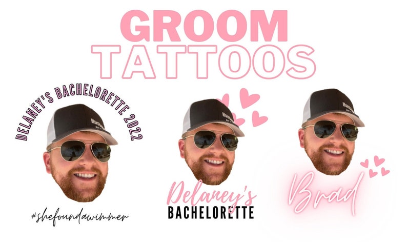 Bachelorette Party Tattoos Custom Temporary Tattoos Bachelorette Tattoos Venmo Tattoos Bachelorette Decor Groom's Face Tattoo image 1