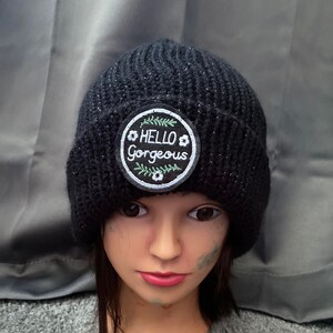 Hello Gorgeous Black Sparkle Knitted Beanie
