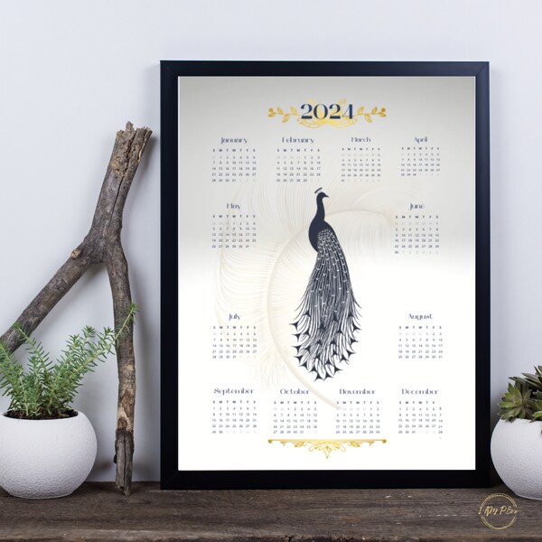 Peacock 2024 Calendar Etsy