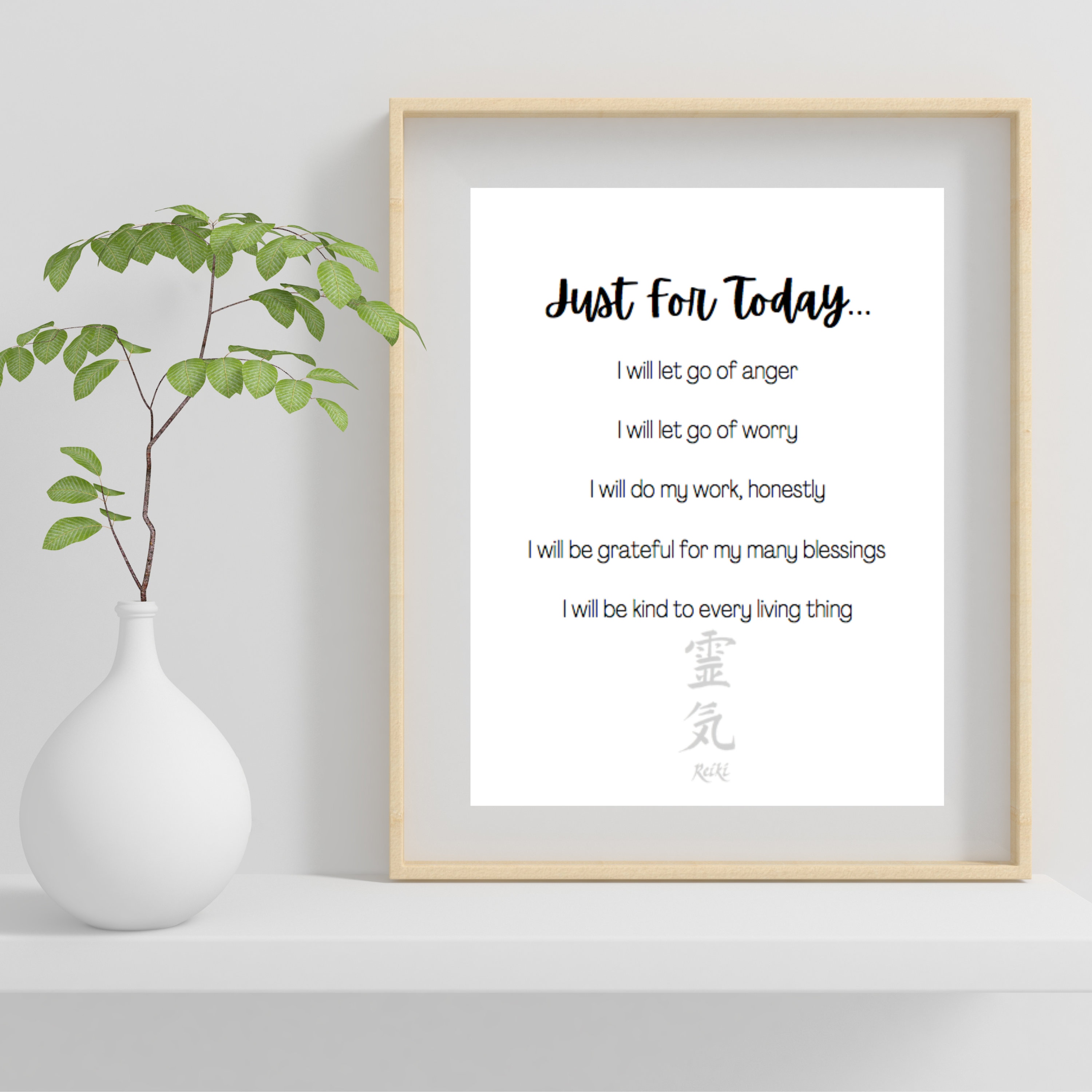 Just for Today Reiki Principles, Instant Download, 3 Sizes Included
