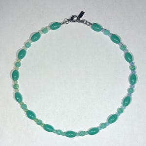 Upcycled Jewelry - Teal Caterpillar Inspired Beaded Necklace - Antique Uranium Glass Beads