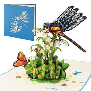 IOYOUNOW Dragonfly Pop Up Card - Attractive  Design Perfect for Kids & Adults - Perfect for Fly Lovers Popup Birthdays Card