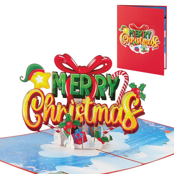 IOYOUNOW Merry Christmas Popup Cards - Beautiful Merry Christmas Design Perfect for Kids & Adults - Christmas Card for the Happy Occasions