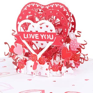 Love Heart Pop Up Card: 3D Valentines Day Greeting