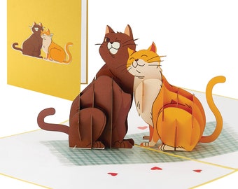 Cats Pop Up Card: 3D Pet Love Greeting Card (6x12 Inch)