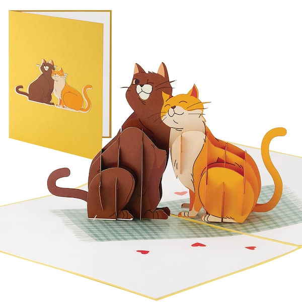 IOYOUNOW Cats Pop Up Card - 6x12 Inch Pet Love Greeting Card with Adorable 3D Design - Perfect for Cat Lovers Popup Birthdays Card