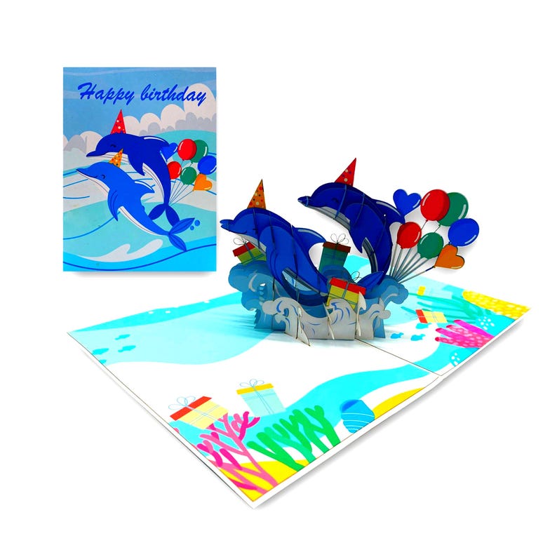Dolphin Birthday Pop-up Card | Handmade Ocean Theme - Etsy