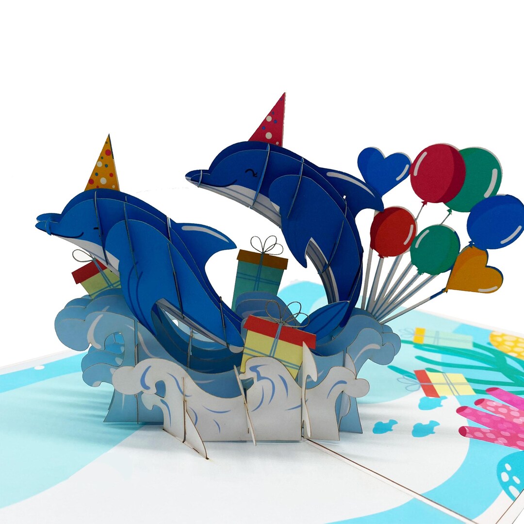 Dolphin Birthday Pop-up Card | Handmade Ocean Theme - Etsy