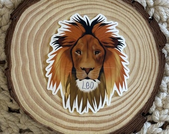 Leo Zodiac Sign Sticker | Hand-Drawn Matte Vinyl | Lion Astrology Decal | Leo Gift | Horoscope Sticker for Water Bottles, Laptops, Cars