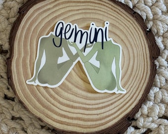 Gemini Zodiac Sign Sticker | Hand-Drawn Matte Vinyl | Astrology Decal | Gemini Gift | Horoscope Sticker for Water Bottles, Laptops, Cars