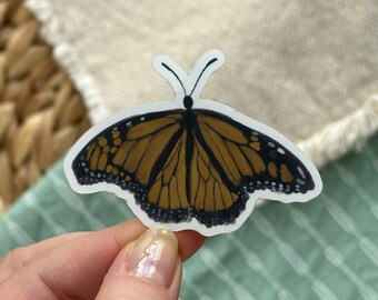 Hand-Drawn Monarch Butterfly Sticker - Clear Vinyl, Waterproof, Removable, and Replaceable