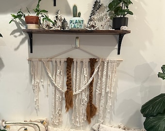 Handmade Macramé Wall Hanging, Boho Decor with Recycled Cotton and Wool Accents