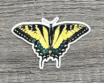 Hand-Drawn Yellow Swallowtail Butterfly Sticker - Clear Vinyl, Waterproof, Removable, and Replaceable