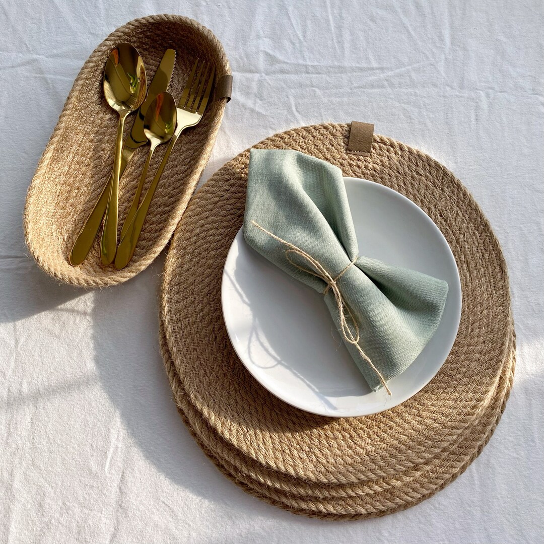 Set of 4 Jute Placemats and Basket Placemats Coasters Jute Table Mats