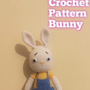 Crochet Pattern Amigurumi Bunny for Boy, PDF English Tutorial Crochet Rabbit Pattern, Doll Making, Handmade Toy, Gift for Kids