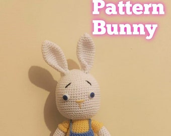 Crochet Pattern Amigurumi Bunny for Boy, PDF English Tutorial Crochet Rabbit Pattern, Doll Making, Handmade Toy, Gift for Kids