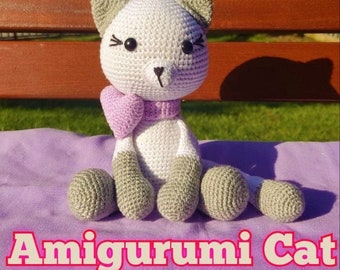 Amigurumi Kleine Katze Häkelanleitung, PDF Einfache englische Anleitung Amigurumi Spielzeug Anleitung, handgemachte süße Puppe, Geschenk für Mädchen