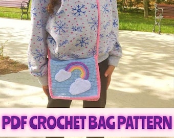 Crochet Kids Bags Patterns, PDF Easy English Tutorial, Kids Purse Crochet Pattern, Crochet Handbag Knitted Shoulder Bag, Gift for Girls