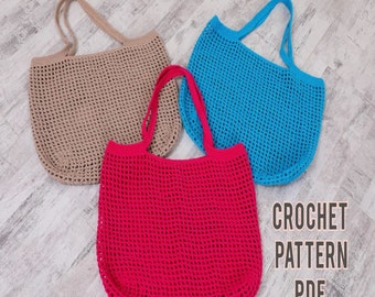 Crochet Bag Pattern, PDF Easy English-Arabic-German-Spanish Bag Pattern, Bolso de playa, Strandtasche Muster, Handmade Gifts, Shopping Bag