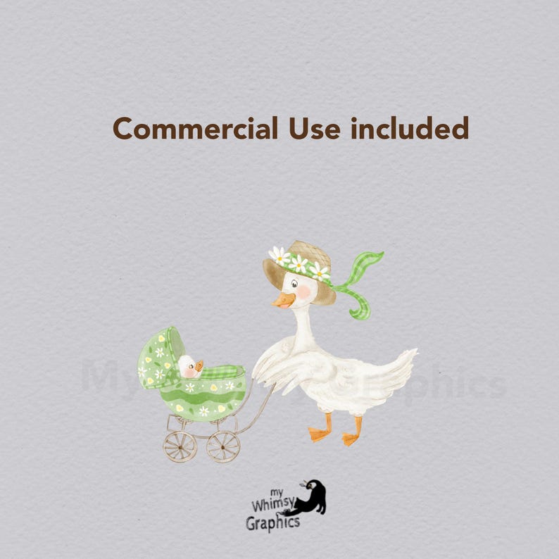 Goose Clipart Watercolor for Baby Shower and Gender Reveal, Mother ...
