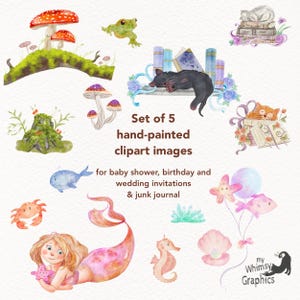 Custom hand-painted clipart bundle, personalised unique illustrations for junk journal and stickers sheet projects, clipart bundle designer