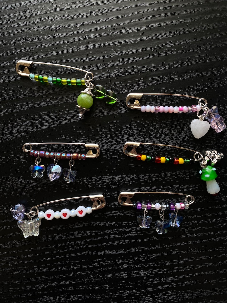 Safety Pin Bag Charms Protection Pins Beaded Charms Etsy