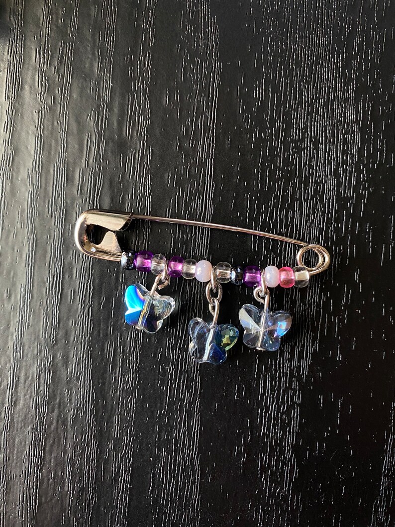 Safety Pin Bag Charms Protection Pins Beaded Charms Etsy