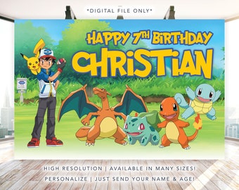 Pokemon Birthday Party Backdrop (DIGITAL FILE) - 40x20, 50x30, 60x40 - XpressGraphixx