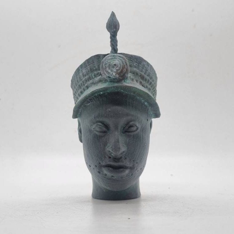 weathered ife bronze Ori Olokun head bust, African Yoruba art statue,benin bronze, african spirituality figure, 3d printed ethnic sculpture