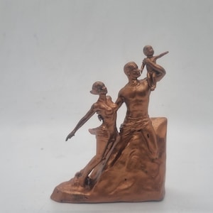 Copper colour Miniture African renaissance monument. 3 inch African sculpture, African statue,  Arican gift idea, Africa art figurine