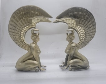 Gold colour Southern Oracle Sphinxes, 3d printed movie memorabilia, resin sphinx statue, fantasy film figurine, winged ornamental lion gift