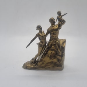 Bronze African renaissance monument,3d printed Miniture gift, 3 inch African sculpture,African figurine,Black man woman and child statue