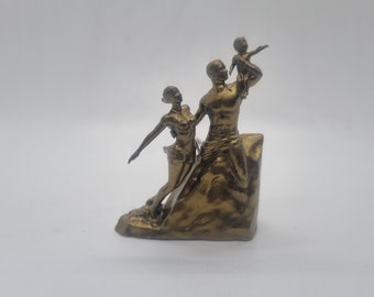 Bronze African renaissance monument,3d printed Miniture gift, 3 inch African sculpture,African figurine,Black man woman and child statue