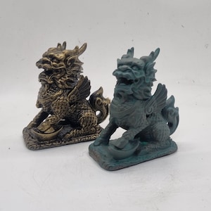 Qilin statuette, chinese home decoration, chinese mythology figurine, ancient china, chinese dragon statue, chinese legend, faux antique