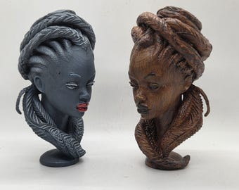 Black woman with braids, 3d printed bust, African statue, black woman figurine, african queen, african american lady, african beauty gift.