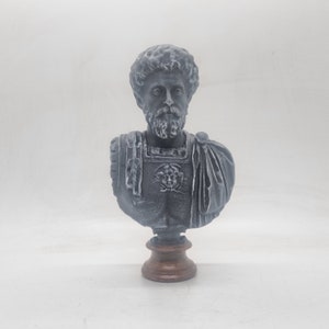 Stone effect Marcus Aurellius statuette, Roman history gift, Hellenistic emperor statue,resin male bust, ancient rome, philosopher emperor