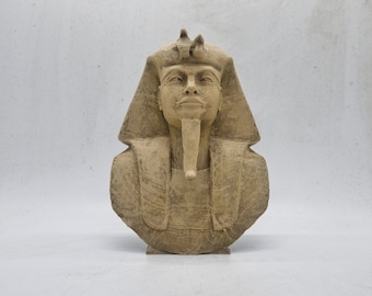Sand colour Tutankhamun bust, Egyptian king tut statue, Egyptian Pharaoh, 3d printed african King sculpture. Ancient Egypt gift idea,