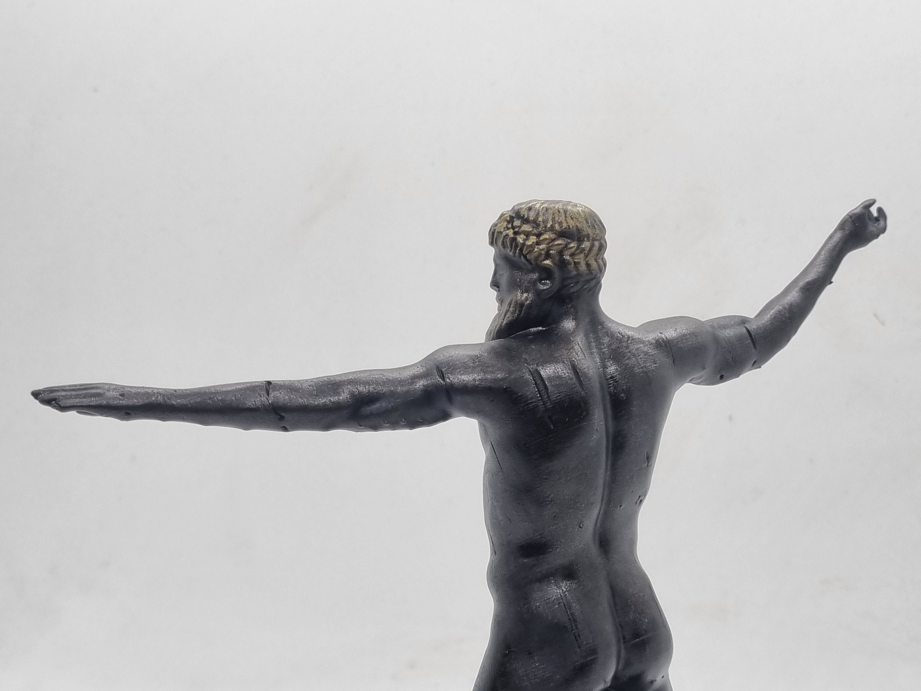 Bronze Coloured Zeus, 3d Printed Statuette, Hellenistic Art Sculpture