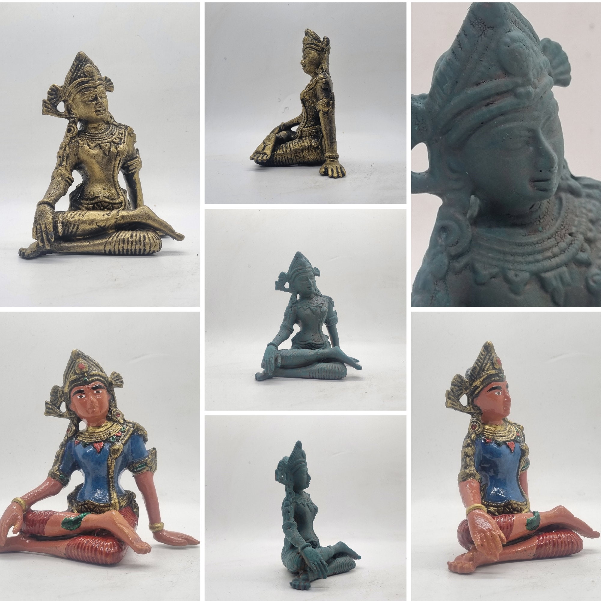 カラーインドラの置物、ヒンドゥー教の神の像、天気の神の胸像、インド