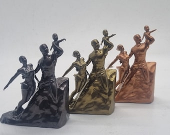 African renaissance monument, African family figurine, african art statue, african family bust, african gift idea, tribal art decoration
